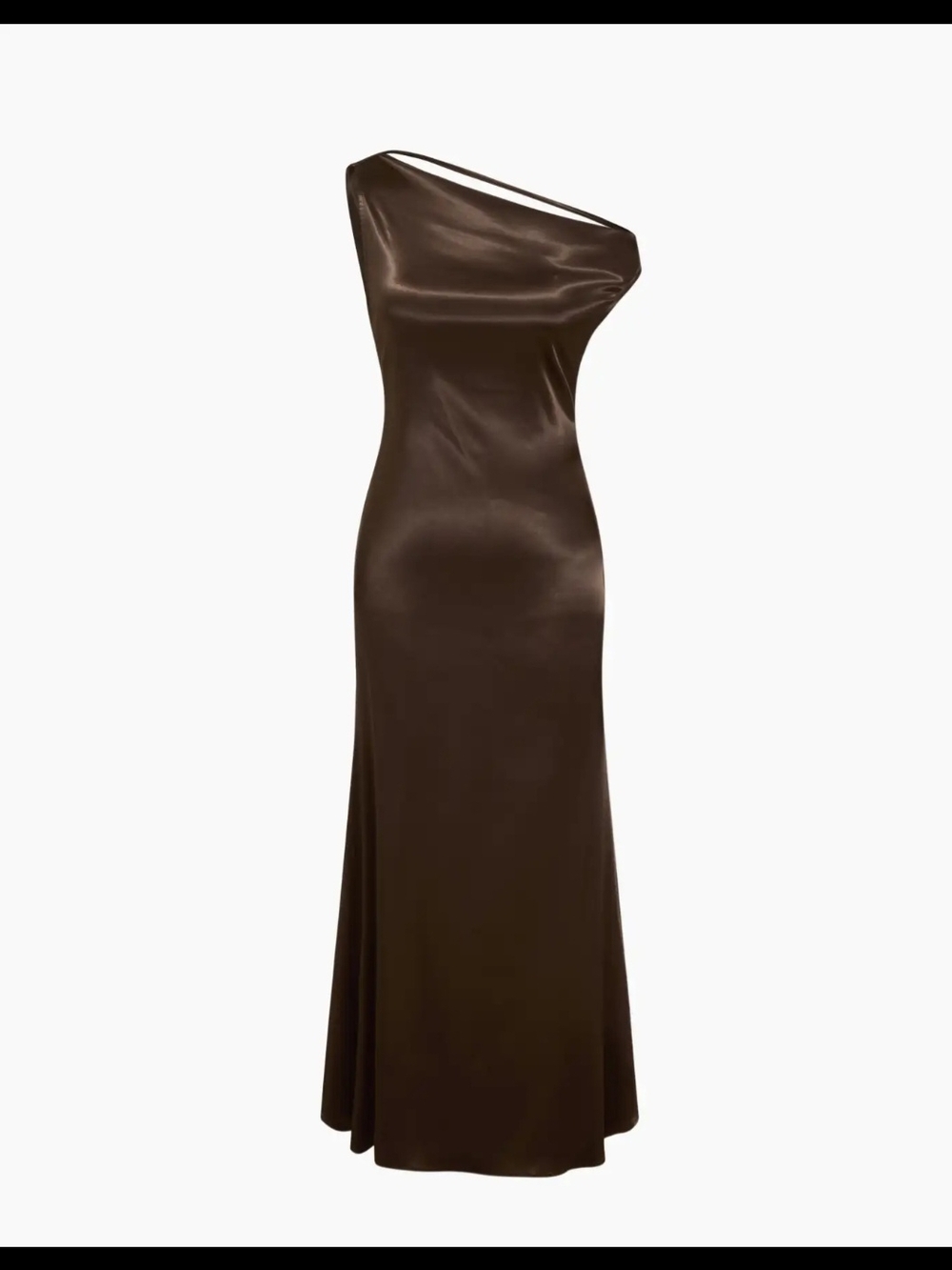 Cider Satin Asymmetrical Neck Backless Maxi Dress. - Picture 2 of 6